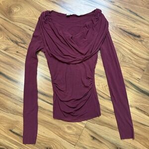 VTG 90s Y2K Sz S Top‎ Going Out Stretchy Nylon Fairy Grunge Whimsigoth Cowl Neck